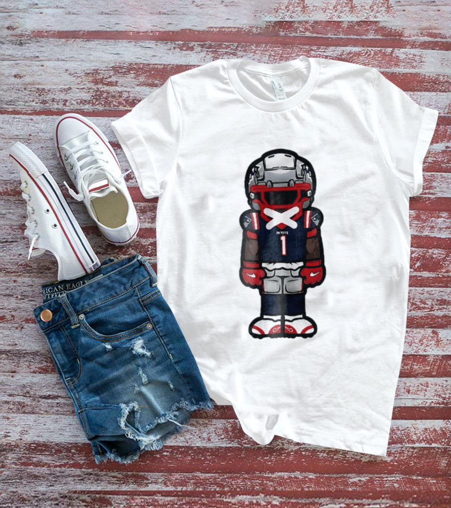 Patriots Chibi Player Jersey Number 1 Cartoon Football T-Shirt