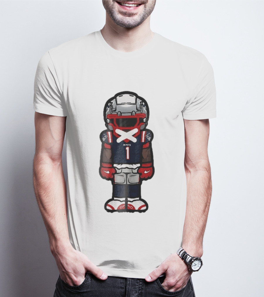 Patriots Chibi Player Jersey Number 1 Cartoon Football T-Shirt