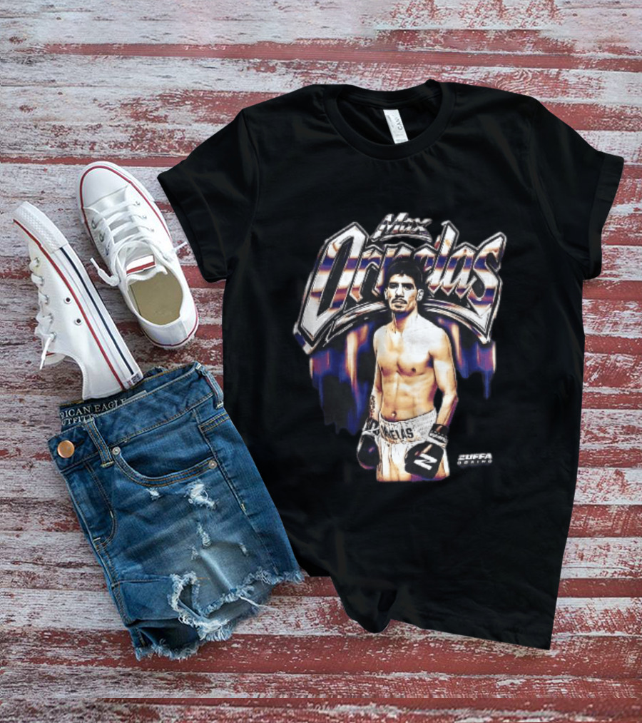 Max Ornelas Boxer Stance Metallic Chrome Lettering Flames Zuffa Boxing Bootleg T-Shirt