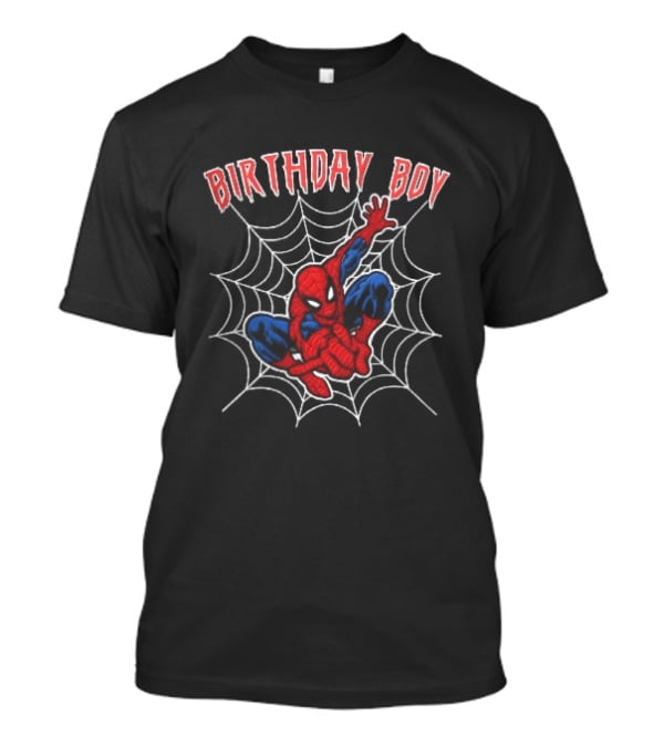 Birthday Boy Spiderman Crouching Web Superhero T-Shirt
