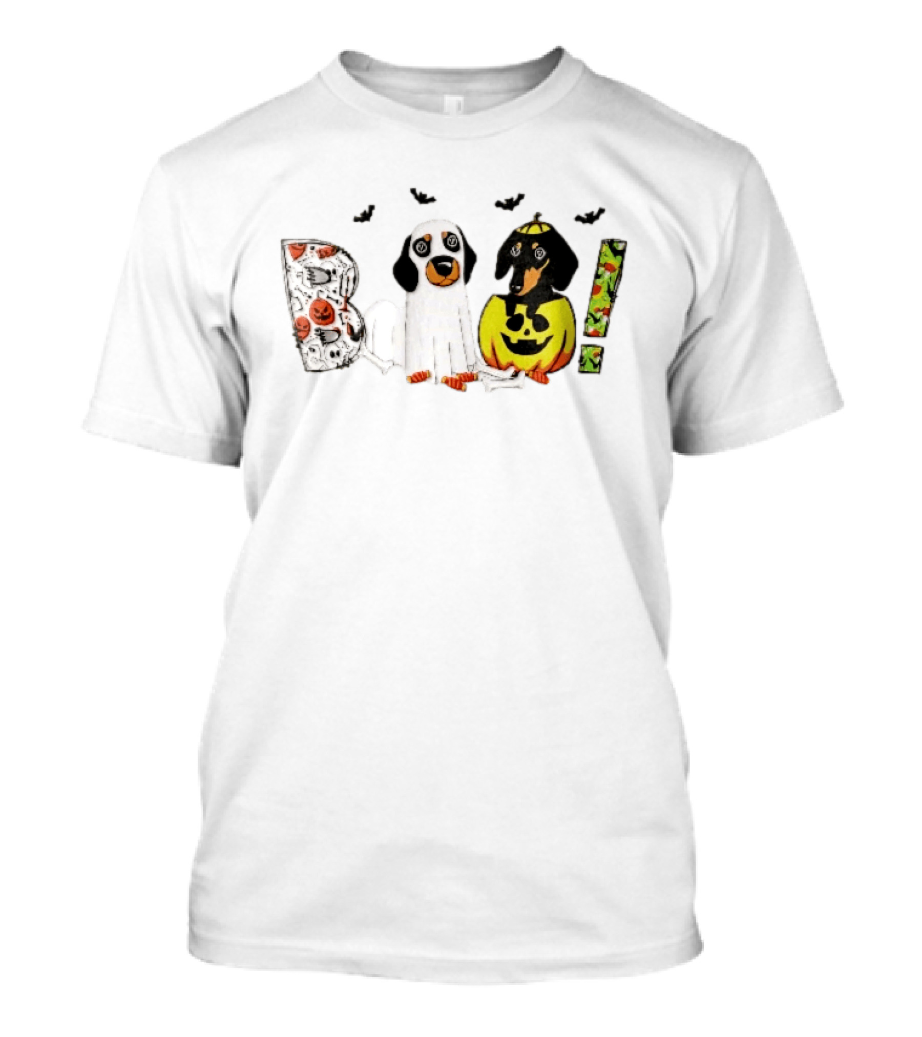 Boo Halloween Cartoon Dachshunds Ghost Costume Pumpkin T-Shirt