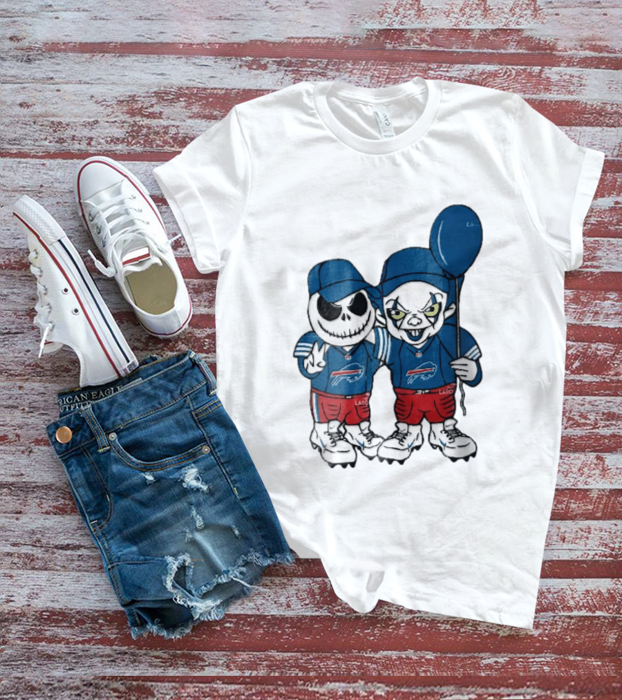 Buffalo Bills Skeleton Clown Duo With Balloon NFL Team Spirit T-Shirt