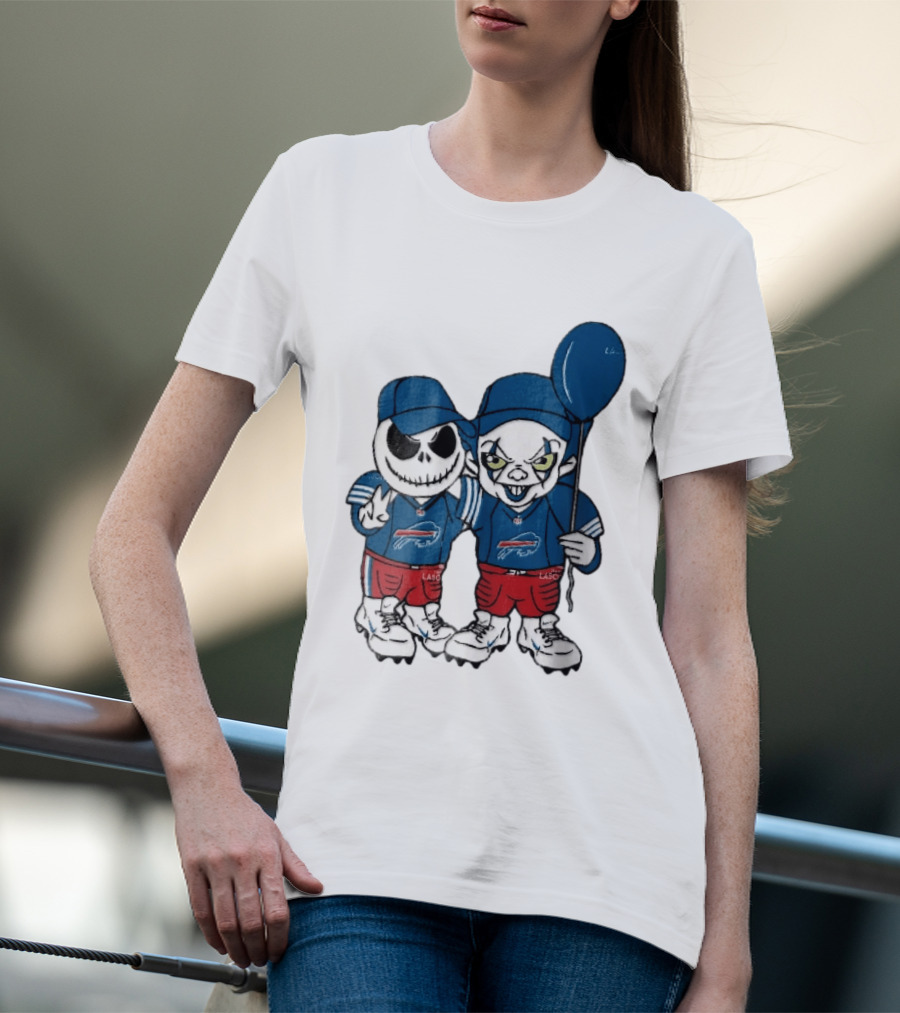 Buffalo Bills Skeleton Clown Duo With Balloon NFL Team Spirit T-Shirt