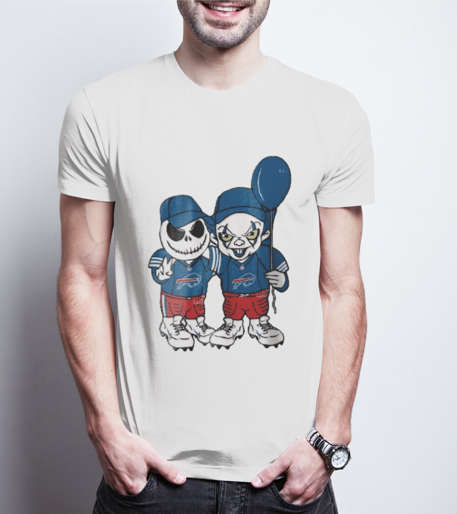 Buffalo Bills Skeleton Clown Duo With Balloon NFL Team Spirit T-Shirt