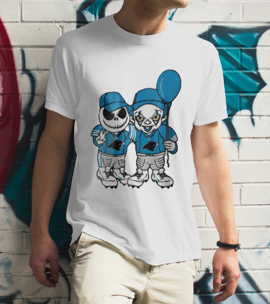 Carolina Panthers Jack Skellington Pennywise Blue Balloon Cartoon T-Shirt