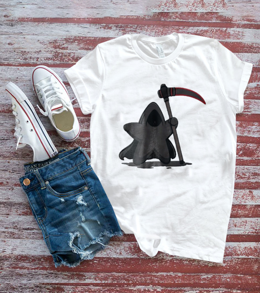 Cartoon Star Grim Reaper Cloak Red Lightsaber Scythe T-Shirt