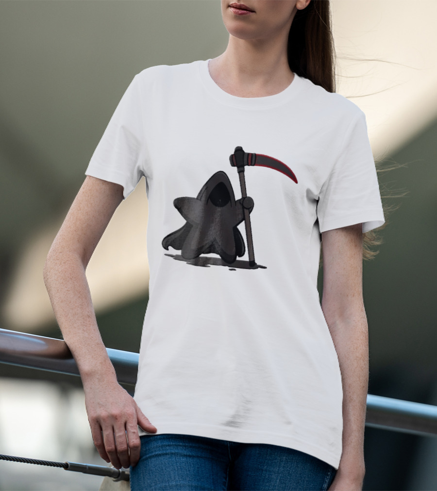 Cartoon Star Grim Reaper Cloak Red Lightsaber Scythe T-Shirt