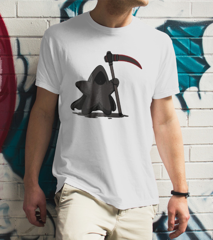 Cartoon Star Grim Reaper Cloak Red Lightsaber Scythe T-Shirt