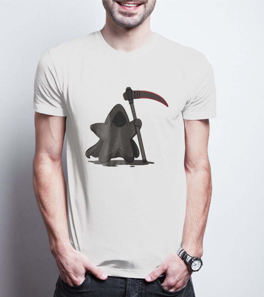 Cartoon Star Grim Reaper Cloak Red Lightsaber Scythe T-Shirt