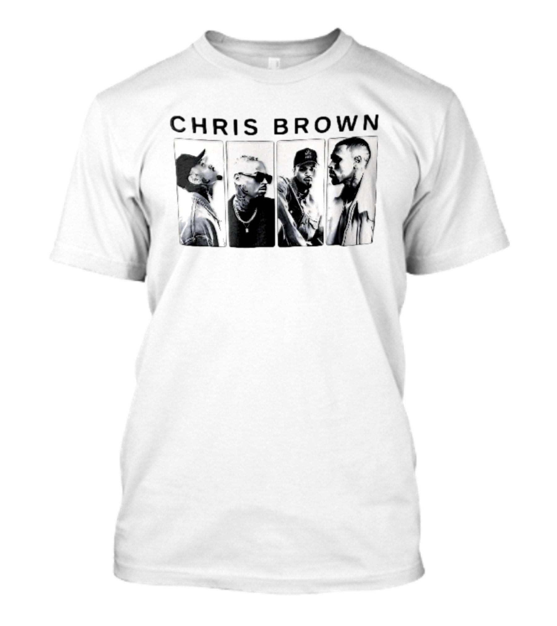 Chris Brown Four Panel Black White Photo T-Shirt