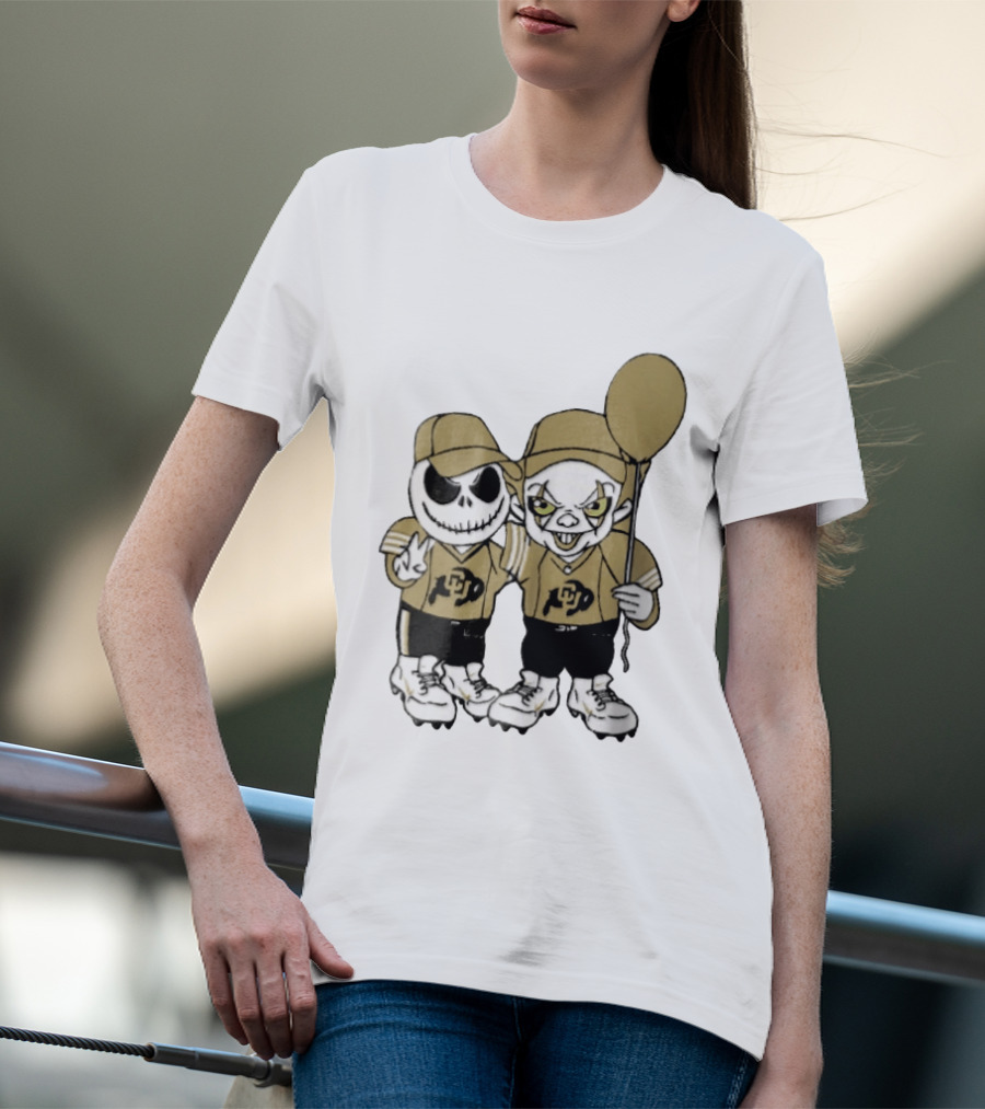 Colorado Buffaloes NCAA Jack Skellington Clown With Balloon Football T-Shirt