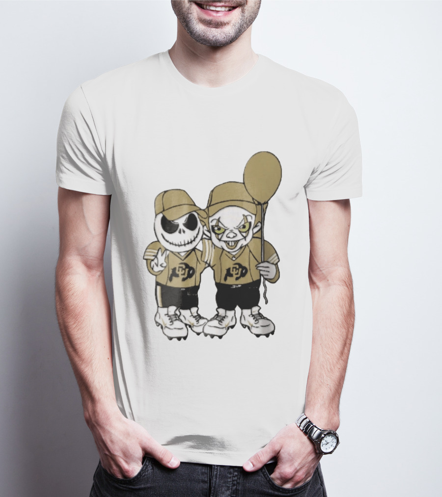 Colorado Buffaloes NCAA Jack Skellington Clown With Balloon Football T-Shirt