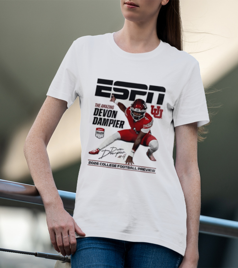 ESPN College Football 2026 Preview Devon Dampier Utah Utes T-Shirt