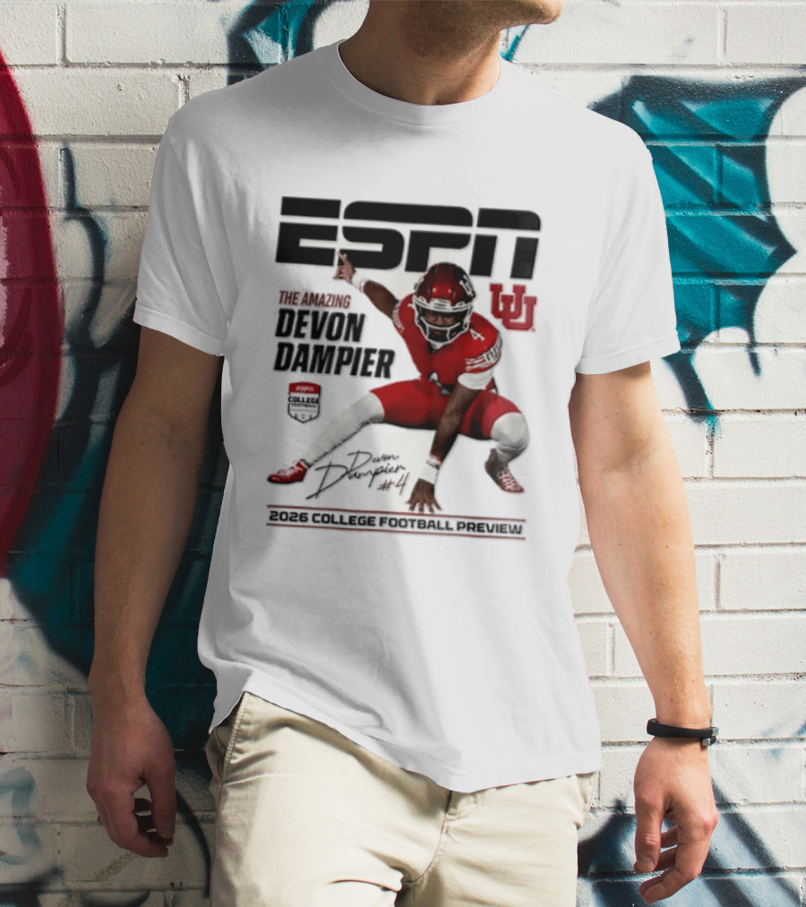 ESPN College Football 2026 Preview Devon Dampier Utah Utes T-Shirt