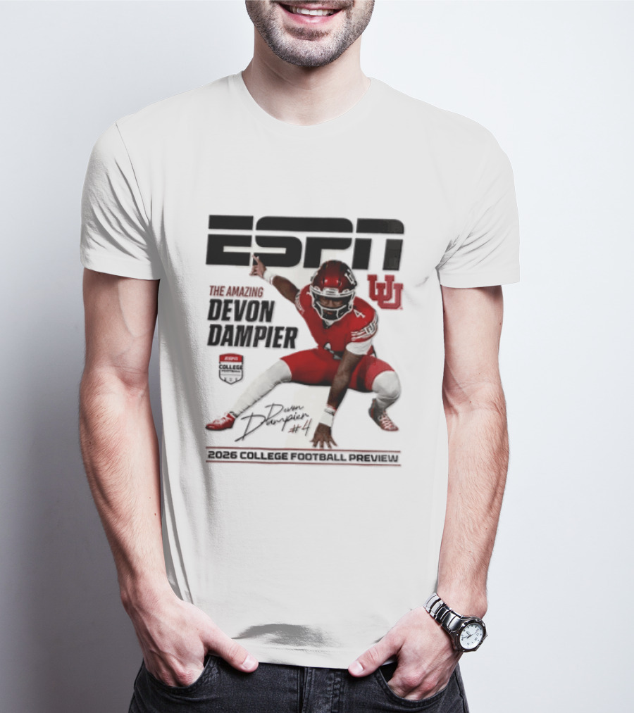 ESPN College Football 2026 Preview Devon Dampier Utah Utes T-Shirt