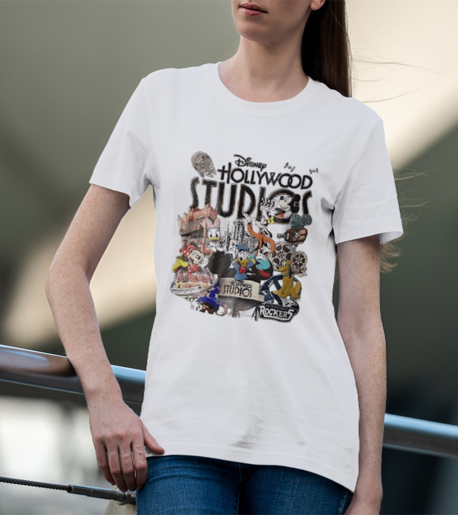 Disney Hollywood Studios G Force Records Rockers Distressed Cartoon Characters Collage T-Shirt