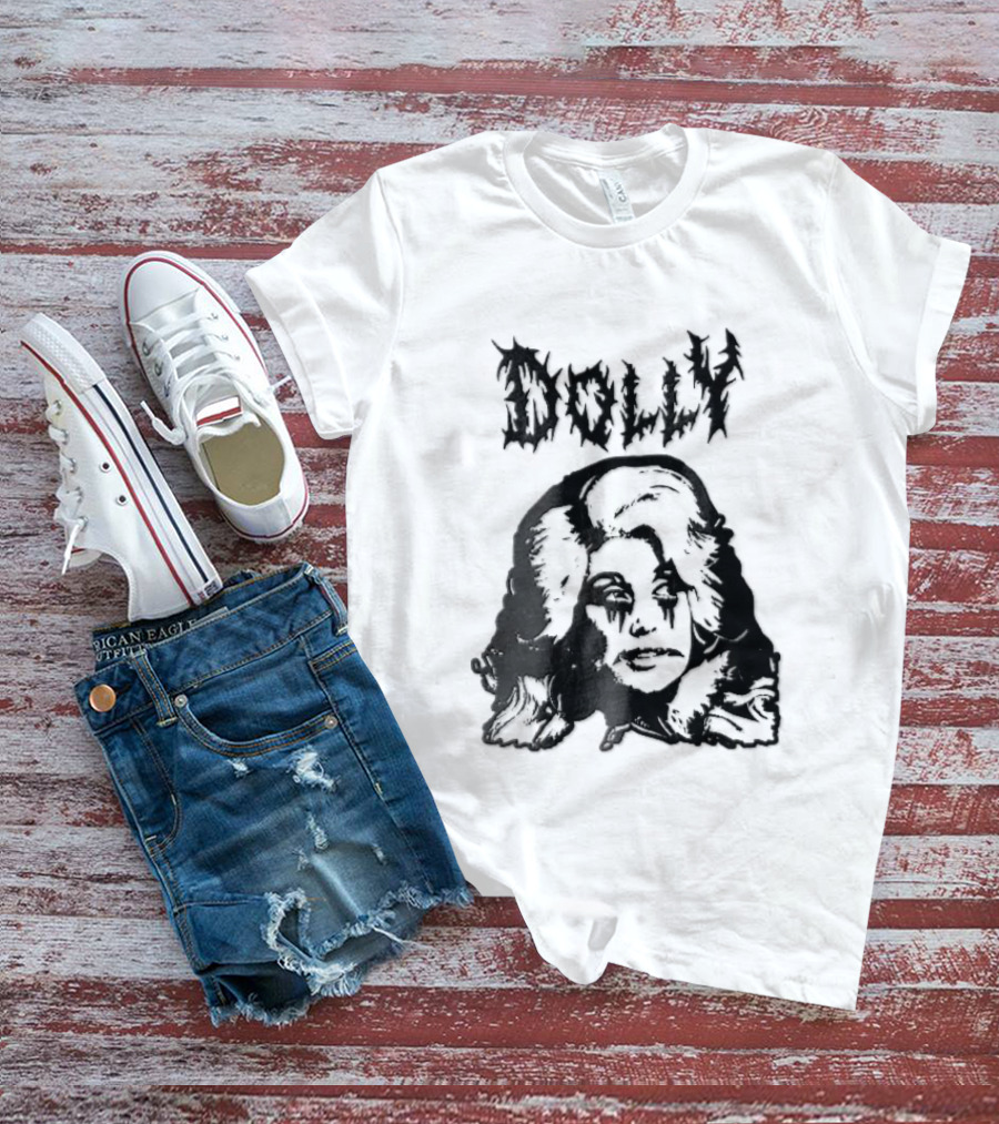 Dolly Parton Corpse Paint Bouffant Halftone Caricature T-Shirt