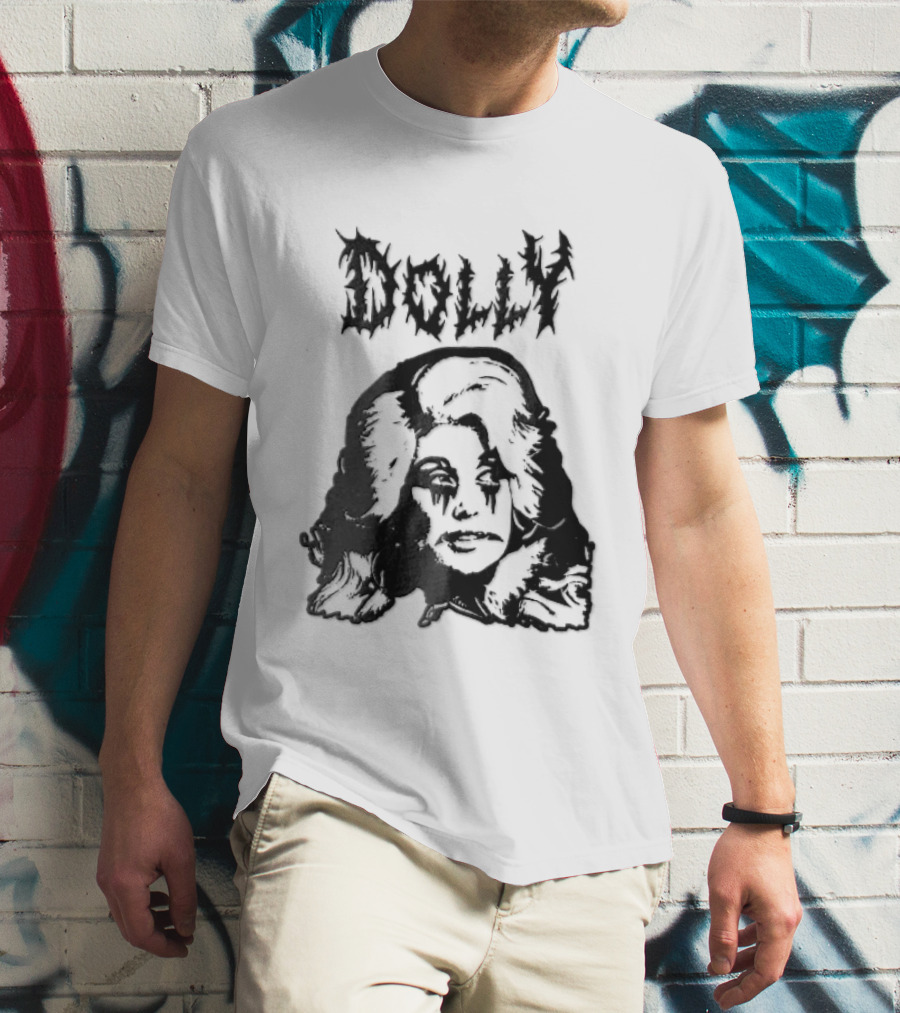 Dolly Parton Corpse Paint Bouffant Halftone Caricature T-Shirt