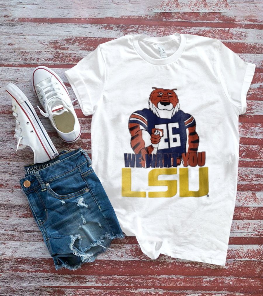 LSU Tigers We Want You Number 26 Mascot Pointing T-Shirt