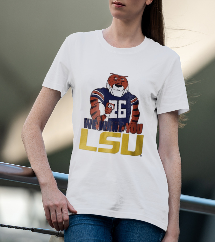 LSU Tigers We Want You Number 26 Mascot Pointing T-Shirt
