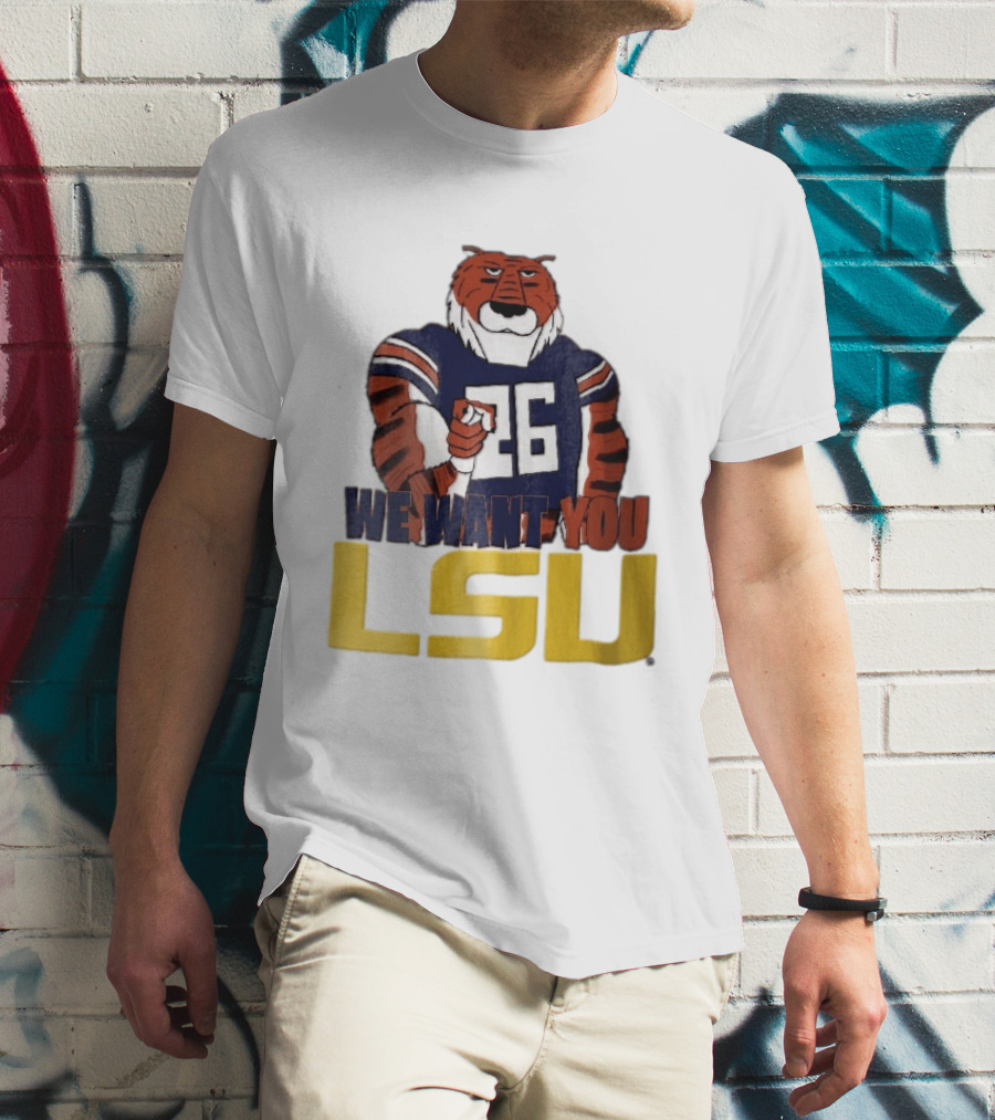 LSU Tigers We Want You Number 26 Mascot Pointing T-Shirt