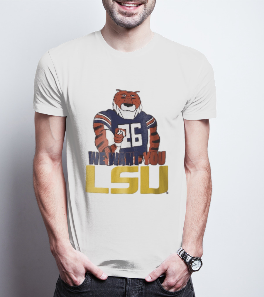 LSU Tigers We Want You Number 26 Mascot Pointing T-Shirt