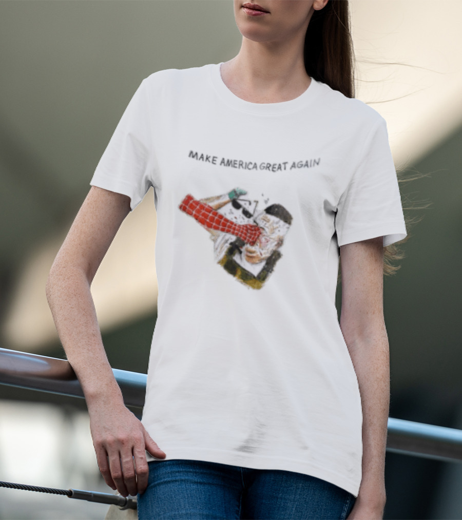 Make America Great Again Spider Man Punching Political Caricature T-Shirt