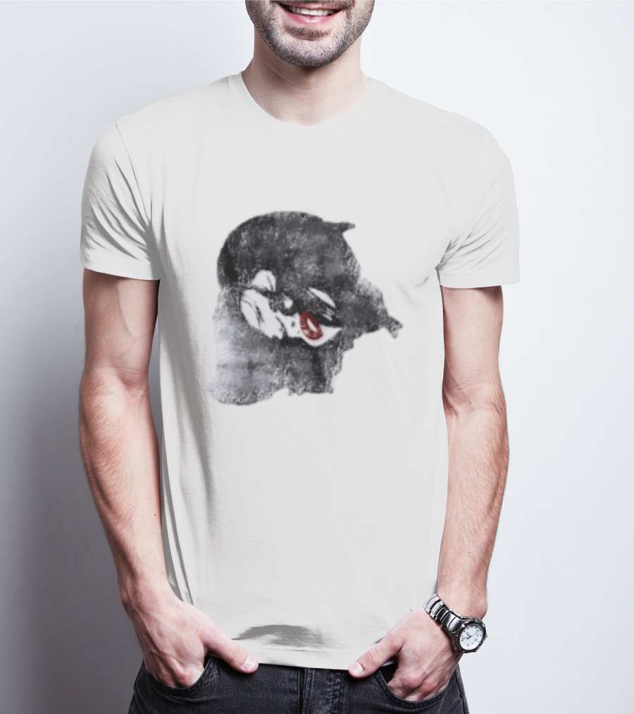 Nessa Barrett Tough Love Off The Shoulder Monochrome Red Lips Sketch T-Shirt
