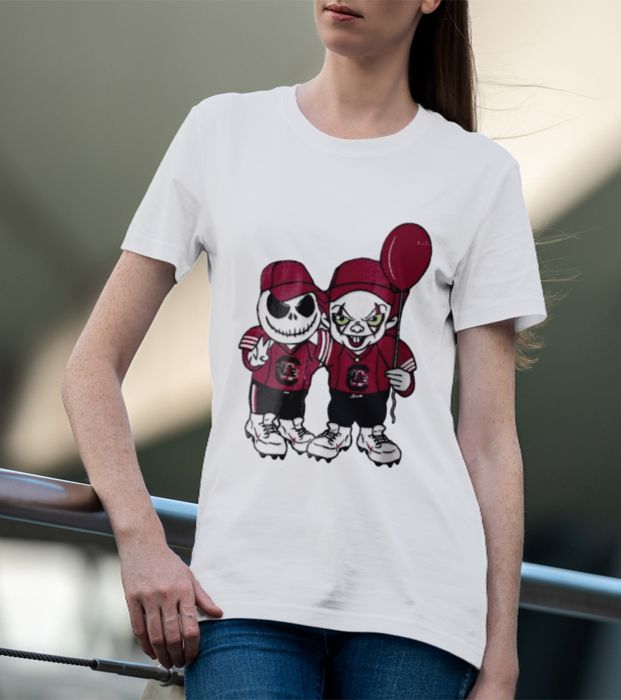 South Carolina Gamecocks NCAA Jack Skellington Pennywise Red Balloon Cartoon T-Shirt