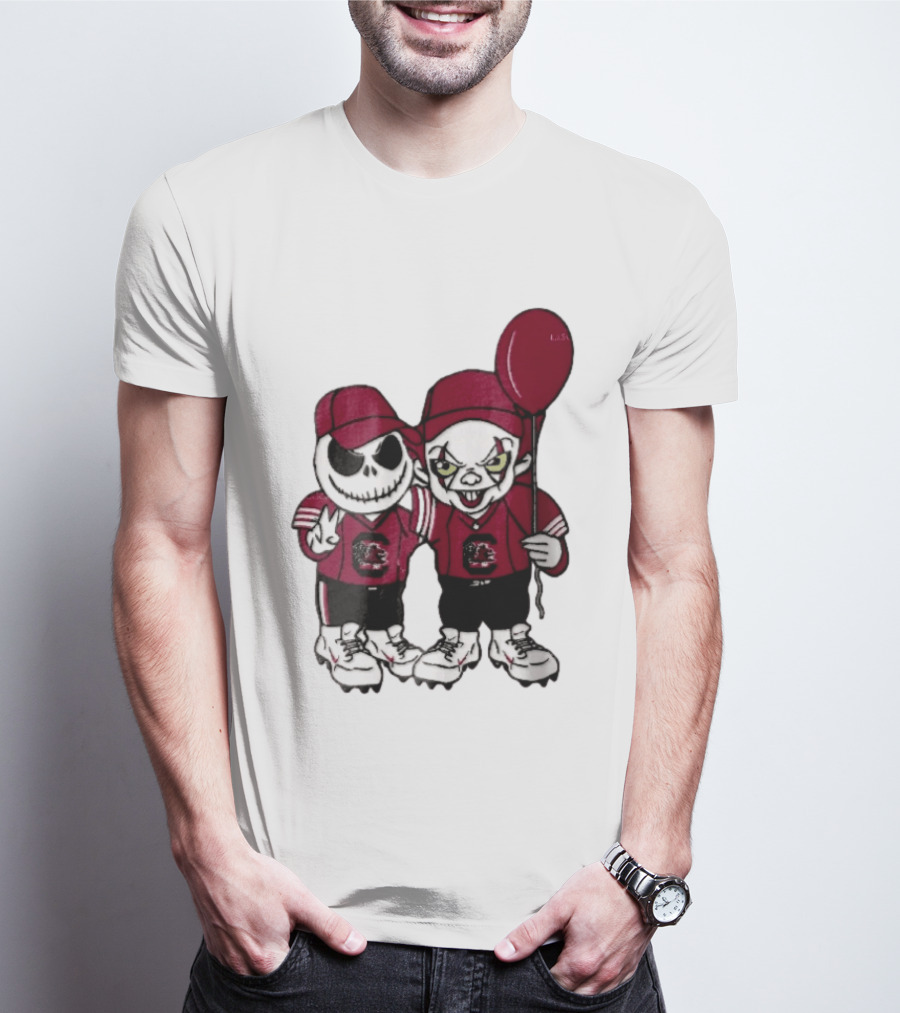 South Carolina Gamecocks NCAA Jack Skellington Pennywise Red Balloon Cartoon T-Shirt