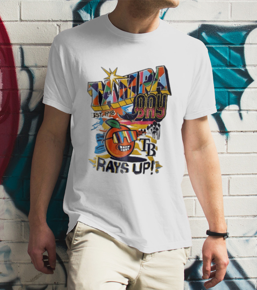 Tampa Bay Rays Est 1998 Cartoon Orange Sunglasses Palm Trees Stingray Rays Up T-Shirt