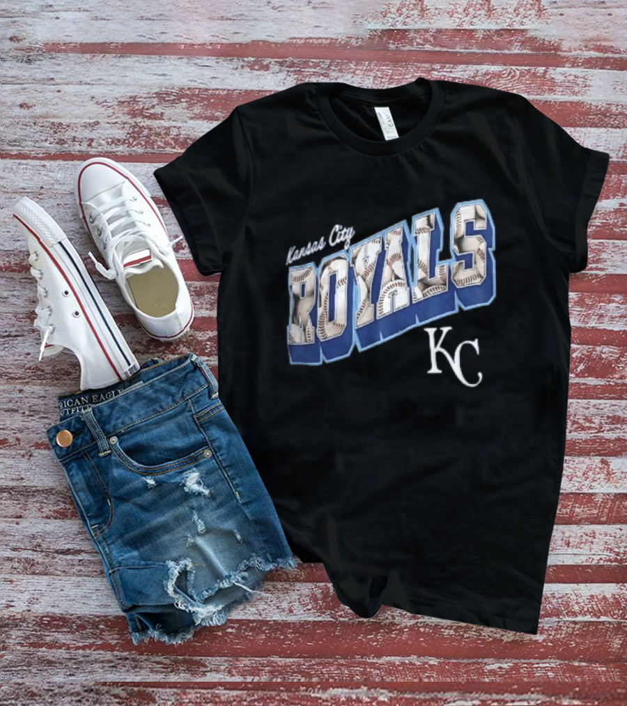 Kansas City Royals Baseball 3D Block KC T-Shirt
