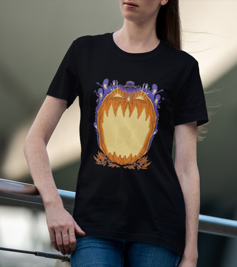 Pumpkin Ghost Haunted House Halloween Spooky Jack O' Lantern T-Shirt