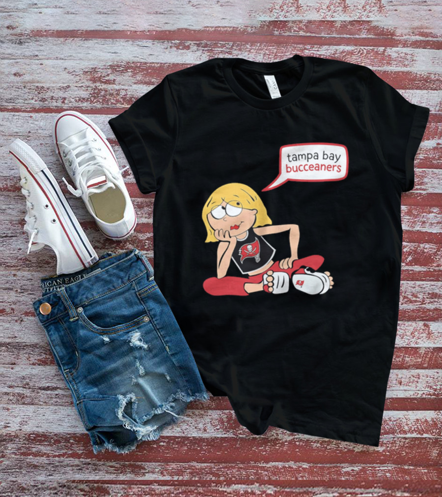 Tampa Bay Buccaneers Cartoon Blonde Girl Speech Bubble Red Pants T-Shirt