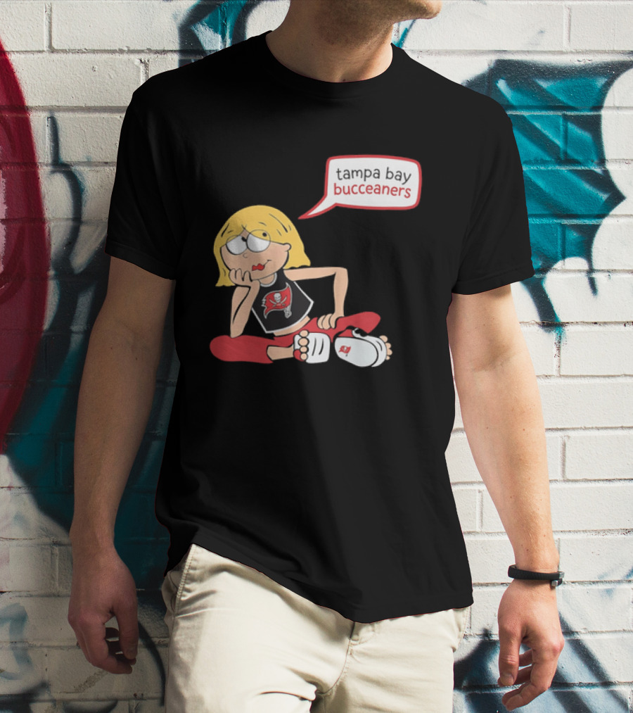 Tampa Bay Buccaneers Cartoon Blonde Girl Speech Bubble Red Pants T-Shirt