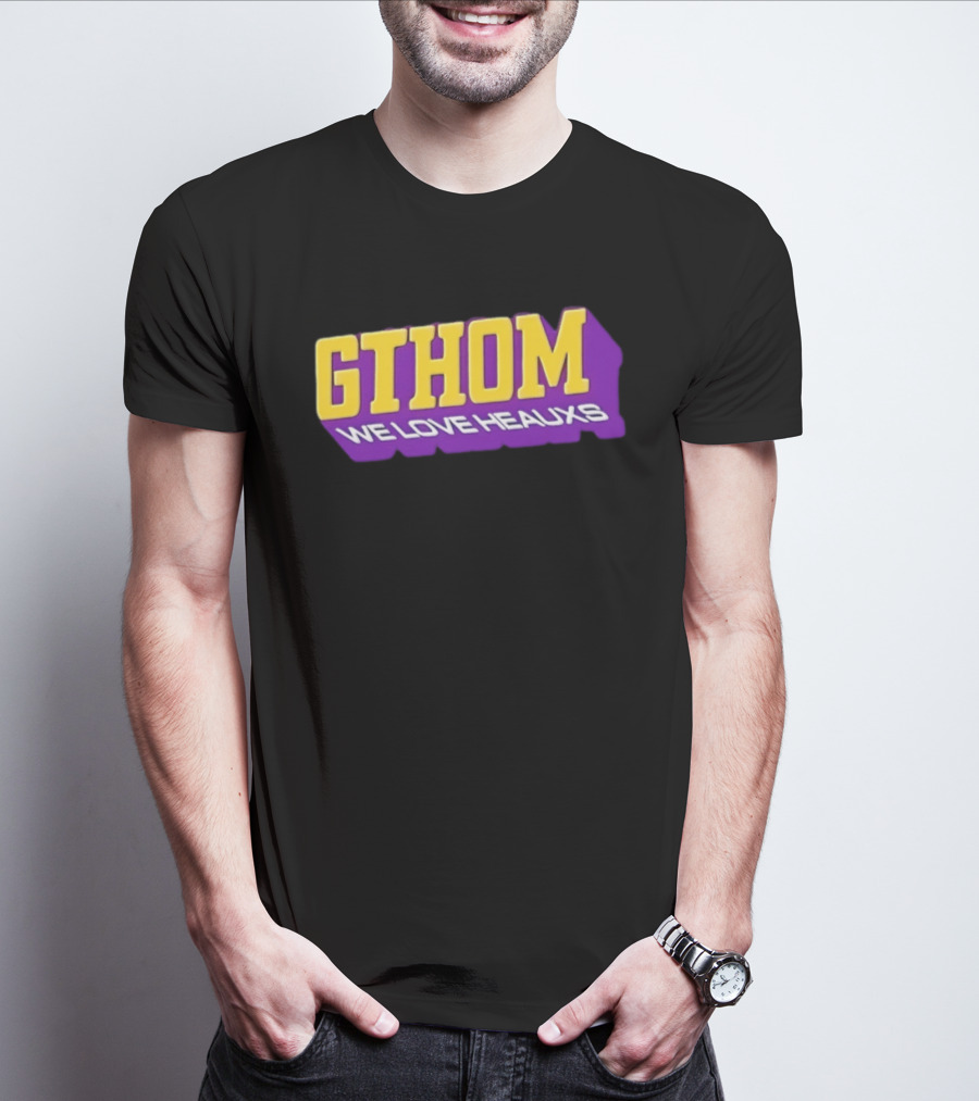 GTHOM We Love Heauxs Purple And Yellow Block Letters T-Shirt
