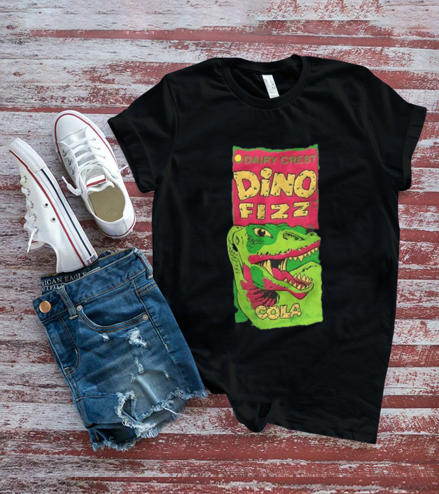 Dairy Crest Dino Fizz Cola Green Dinosaur Open Mouth Red T-Shirt