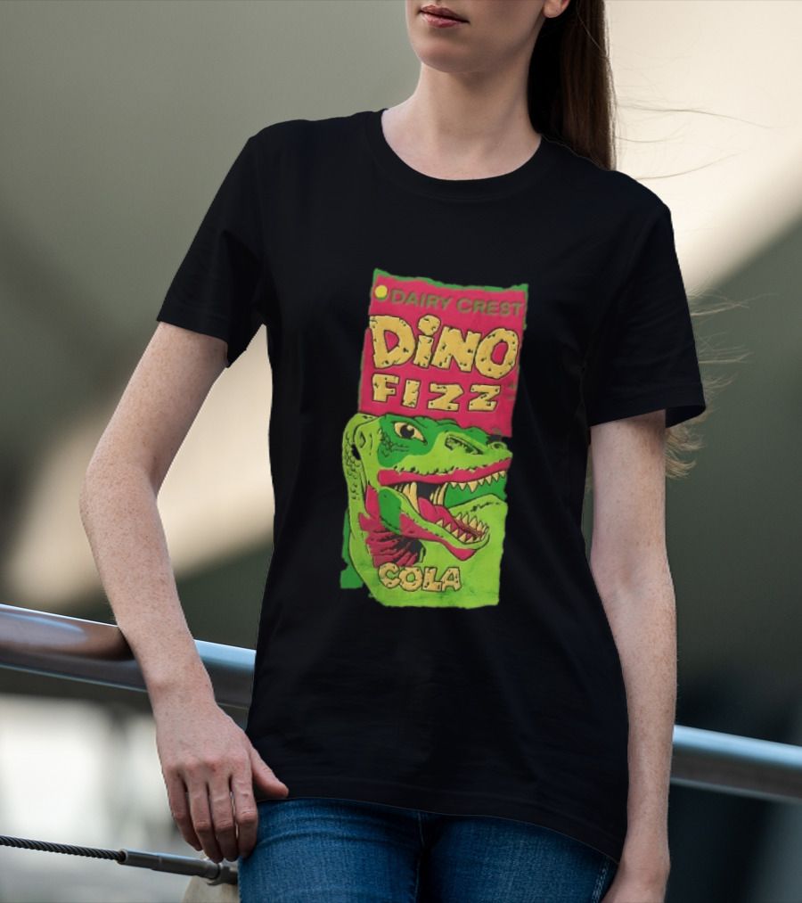 Dairy Crest Dino Fizz Cola Green Dinosaur Open Mouth Red T-Shirt