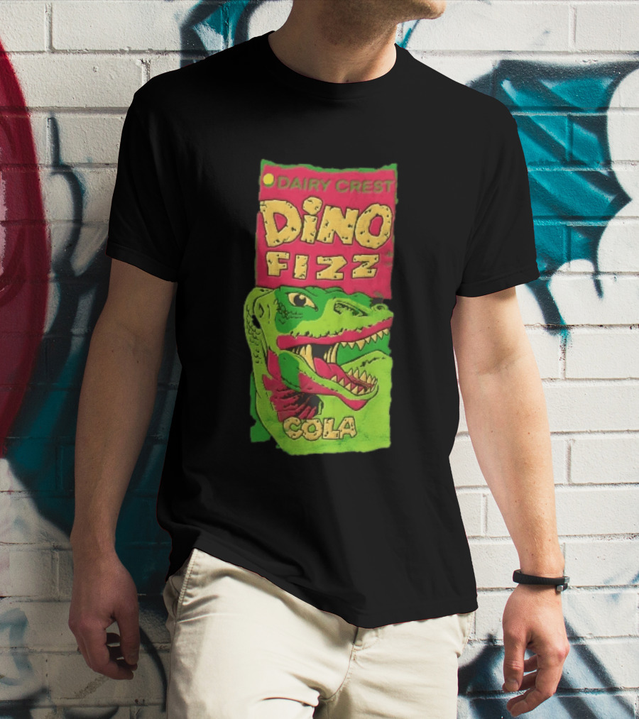 Dairy Crest Dino Fizz Cola Green Dinosaur Open Mouth Red T-Shirt