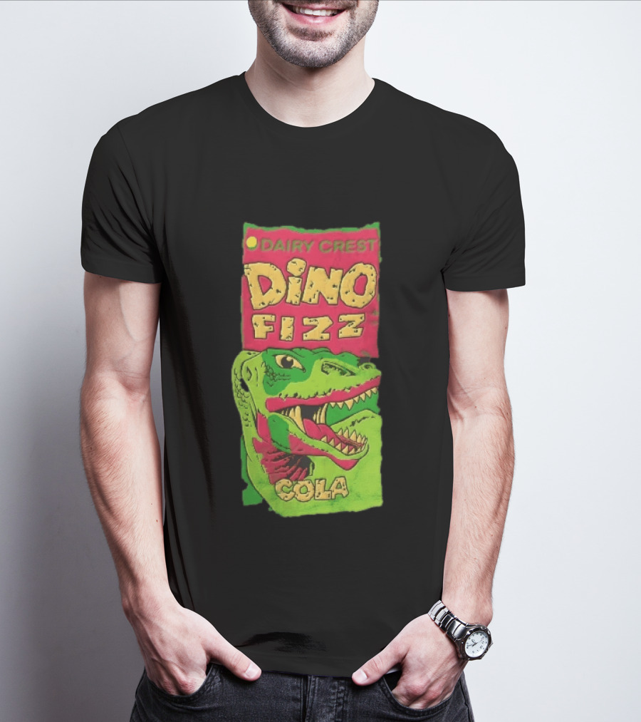 Dairy Crest Dino Fizz Cola Green Dinosaur Open Mouth Red T-Shirt