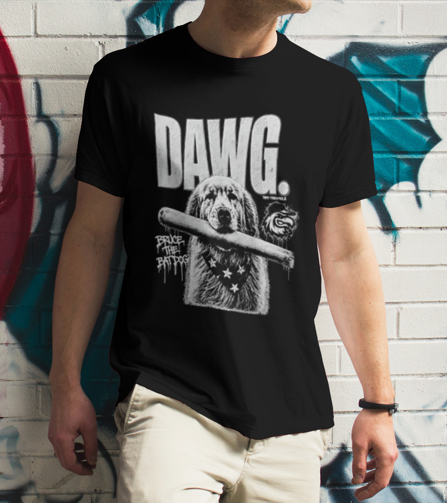 Dawg Bruce The Batdog Baseball Bat And Ball T-Shirt