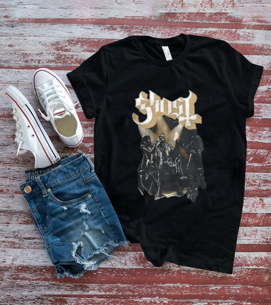 Ghost Skeleton Crew Holding Book Stage Spotlights T-Shirt