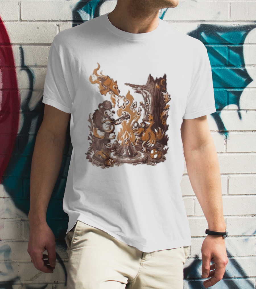 Banjo Kazooie Bear And Bird Music Campfire Jiggy Pixel T-Shirt