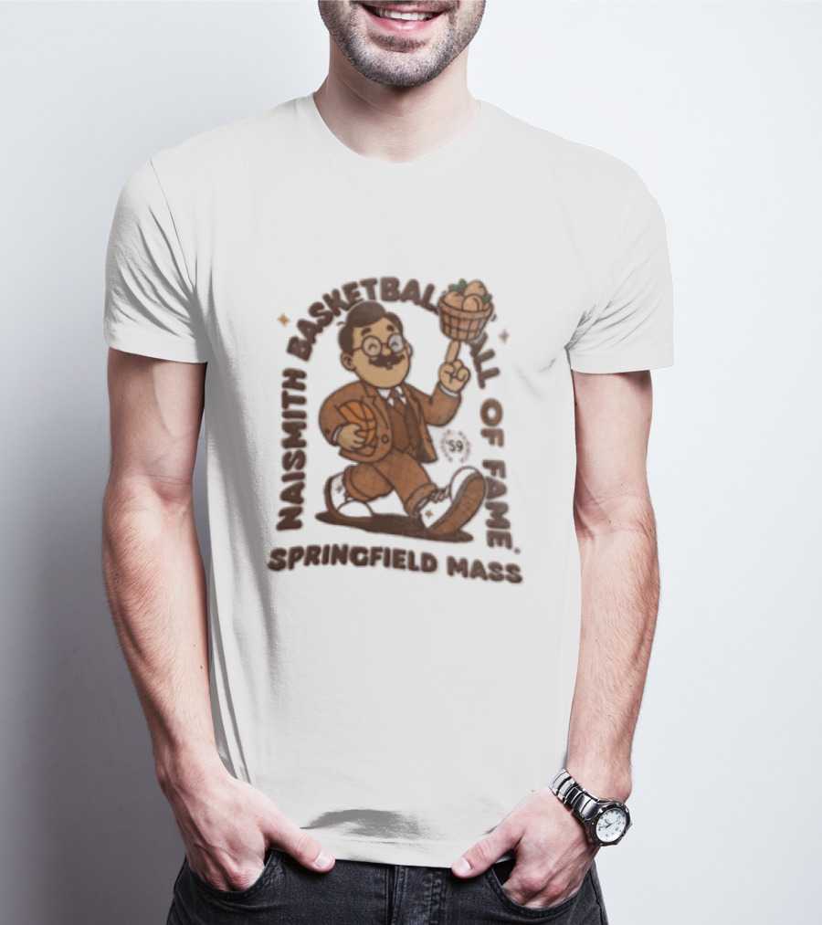 Naismith Basketball Hall Of Fame Springfield Massachusetts James Naismith பேஸ்கெட் பாலிங்கள்ள T-Shirt