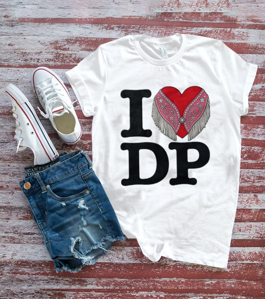 I Love DP Dolly Parton Heart Fringe Western T-Shirt