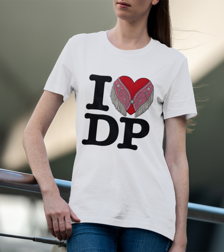 I Love DP Dolly Parton Heart Fringe Western T-Shirt