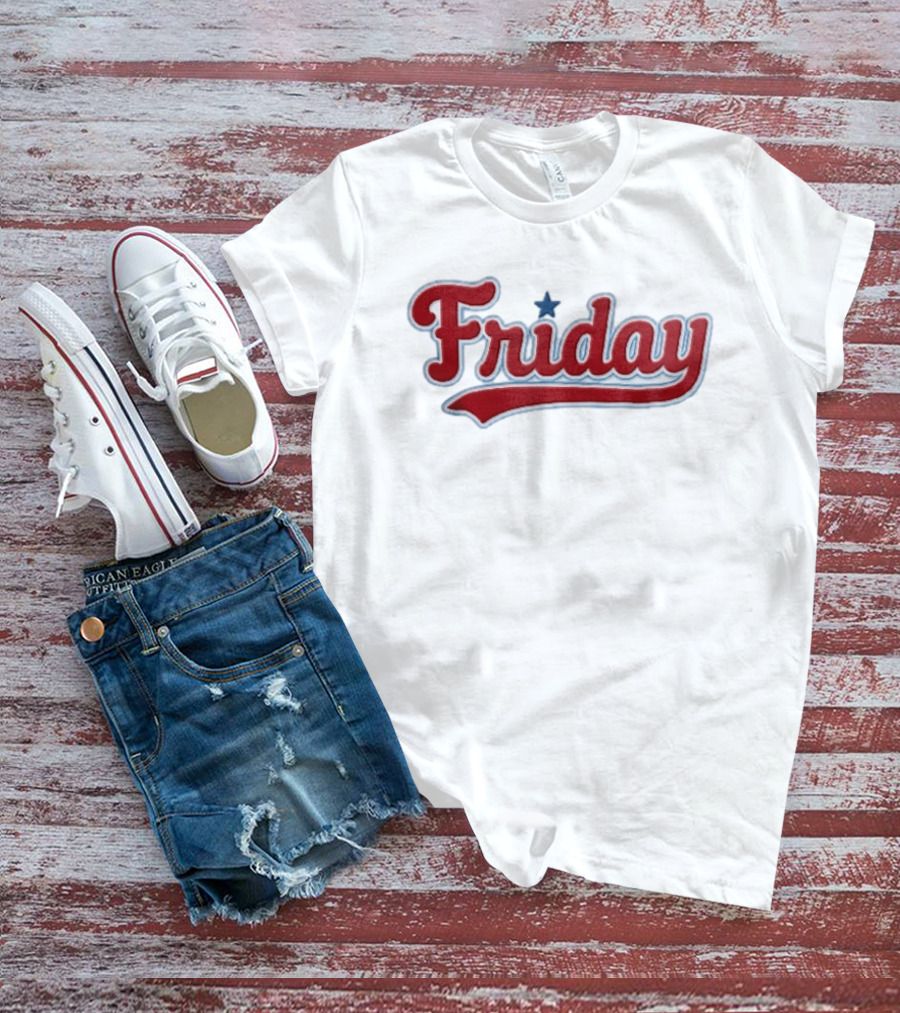 Philadelphia Phillies Friday Red Patriotic Baseball Star T-Shirt