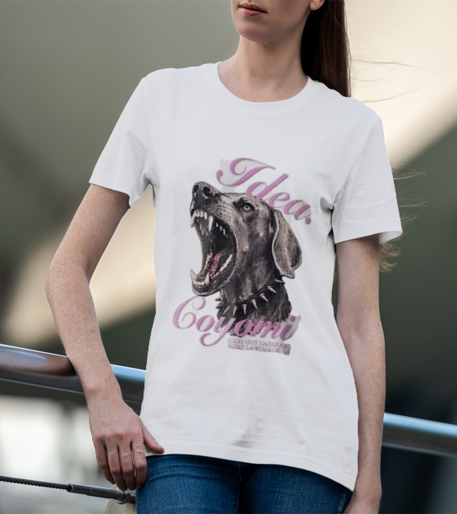 Rizin Idea Coyomi Nagasaki Snarling Dog Spiked Collar Pink Cursive 2024 T-Shirt