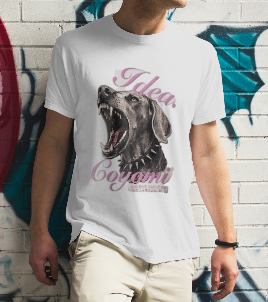 Rizin Idea Coyomi Nagasaki Snarling Dog Spiked Collar Pink Cursive 2024 T-Shirt