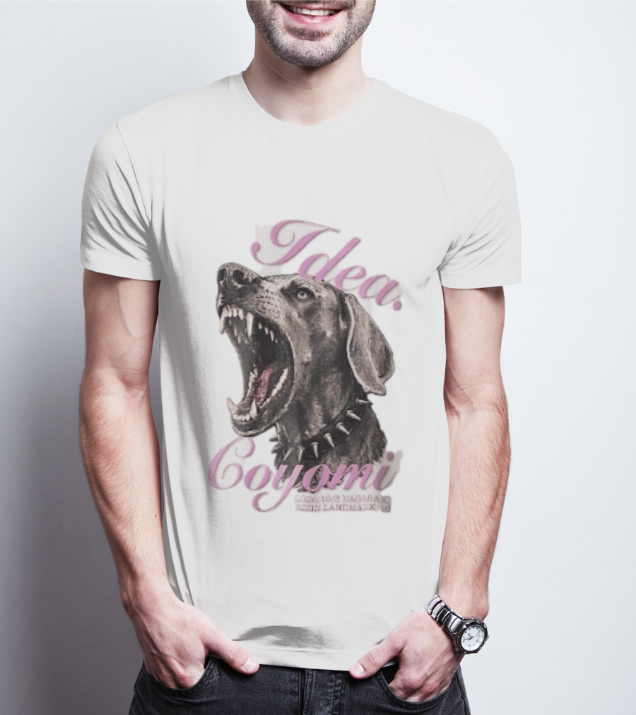 Rizin Idea Coyomi Nagasaki Snarling Dog Spiked Collar Pink Cursive 2024 T-Shirt